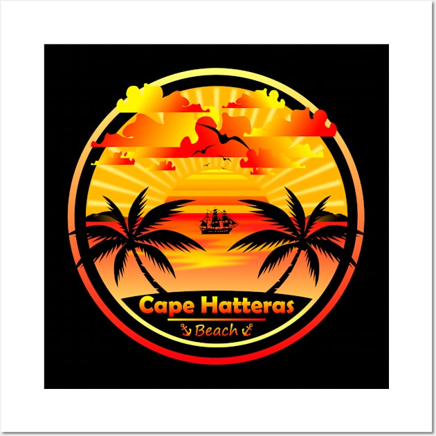 Cape Hatteras Beach, Palm Trees Sunset, North Carolina Summer Wall Art by Jahmar Anderson